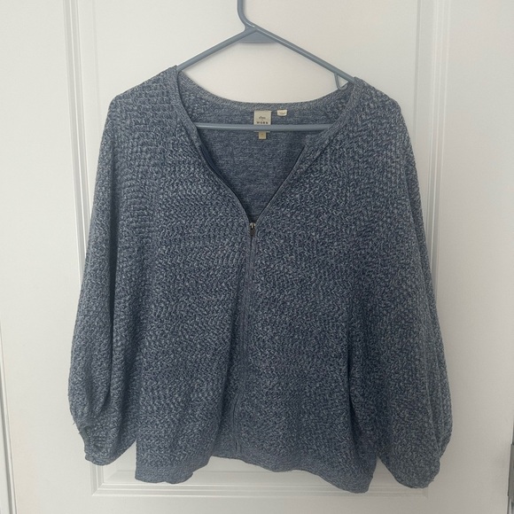 Anthropologie Seen Worn Kept Blue zip-up oversized cardigan sweater Medium - Picture 1 of 11